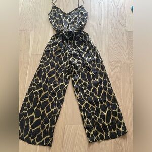 L’Agence animal print silk romper, cropped length, size 8
